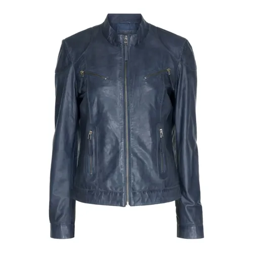 Denim Blue Jacket with Zip Pocket - Notyz - Modalova