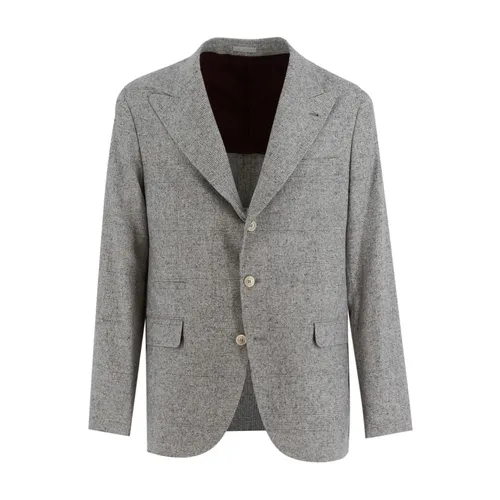 Silk Wool Cashmere Flannel Jacket - Brunello Cucinelli - Modalova