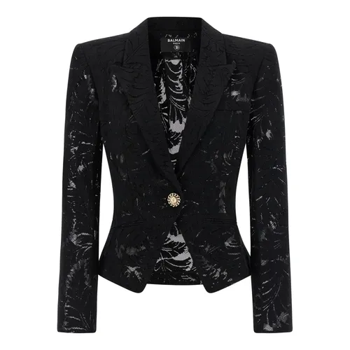 Button fitted lace jacket - Balmain - Modalova