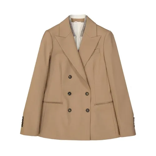 Wool Double-Breasted Jacket with Button Cuffs - Brunello Cucinelli - Modalova