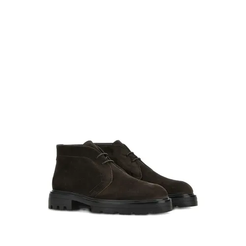 Black Lace-Up Flat Ankle Boots - Hogan - Modalova