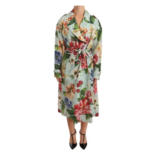 Floral Silk Trench Coat - Dolce & Gabbana - Modalova
