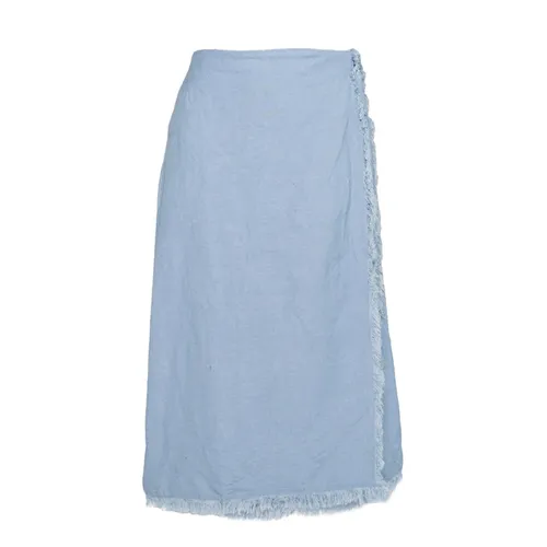 Falda de Lino Denim Desgastado - Hést - Modalova