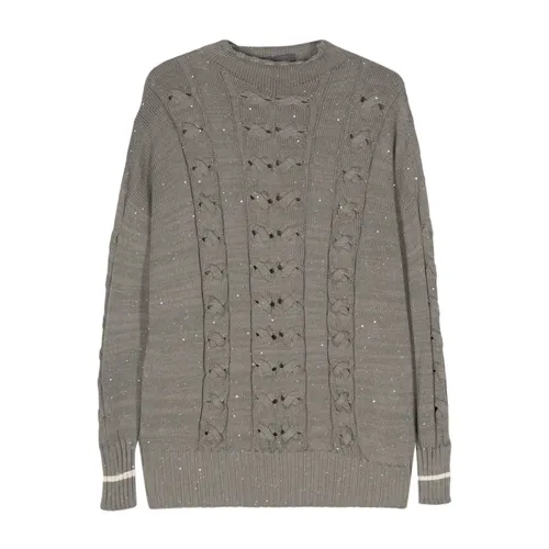 Sequin Cable-Knit Jumper - Lorena Antoniazzi - Modalova