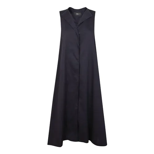 White Cotton Dress with Button Closure - Yohji Yamamoto - Modalova
