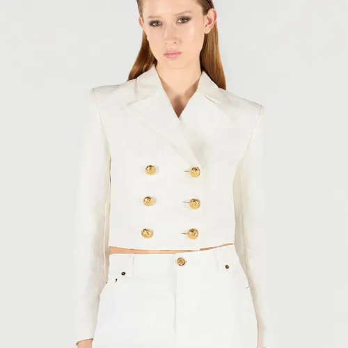 Golden Button Cropped Jacket - Roberto Cavalli - Modalova