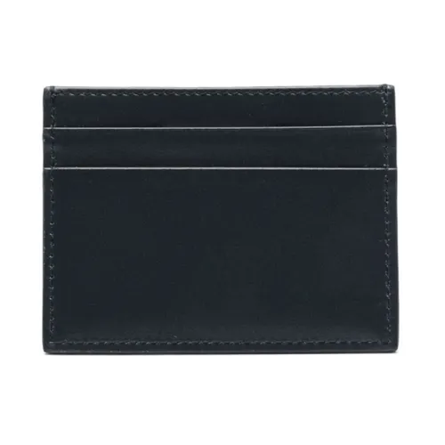 Midnight Blue Leather Cardholder with Logo Print - Dolce & Gabbana - Modalova