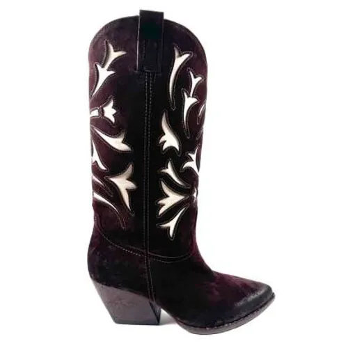 Vintage Leather Texano Boots - Elena Iachi - Modalova
