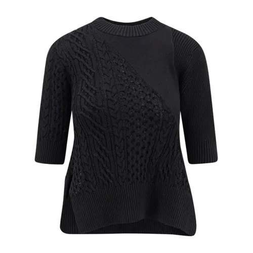 Black Cable Knit Sweater - Sacai - Modalova
