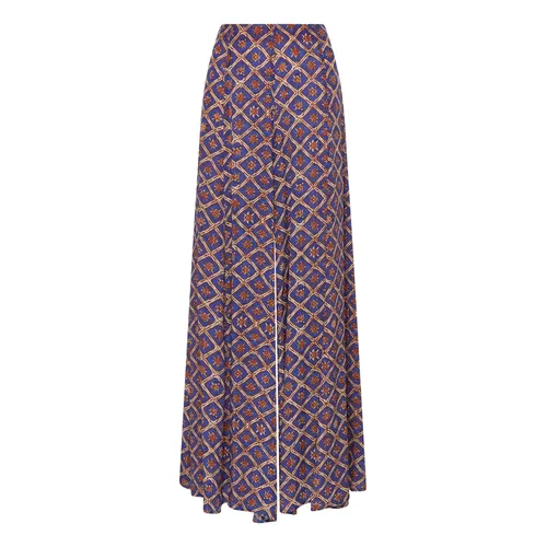 Wide Leg Patterned Viscose Pants - Maliparmi - Modalova