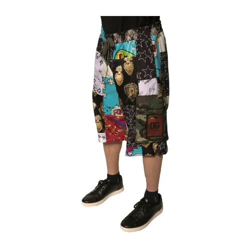 Multicolor Patchwork Cargo Shorts - Dolce & Gabbana - Modalova