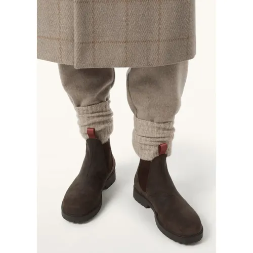 Brown Leather Chelsea Boots with Kummel-Coloured Loop - Loro Piana - Modalova