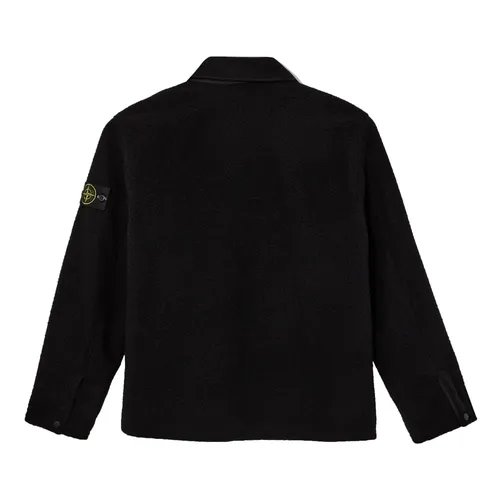 Black Wool Overshirt Classic Collar Jacket - Stone Island - Modalova