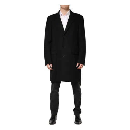 Dolce & Gabbana Black Wool Single Breasted Long Coat Jacket - Dolce & Gabbana - Modalova