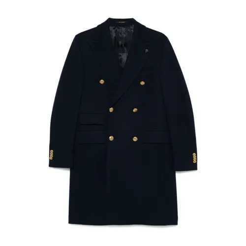 Navy Blue Wool Blend Coat - Gabriele Pasini - Modalova