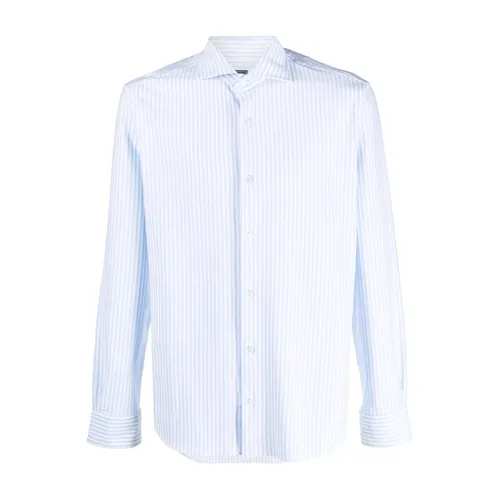 Striped Cotton Stretch Shirt - Fedeli - Modalova