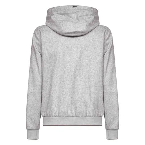 Grey Silk Cashmere Hooded Coat - Herno - Modalova