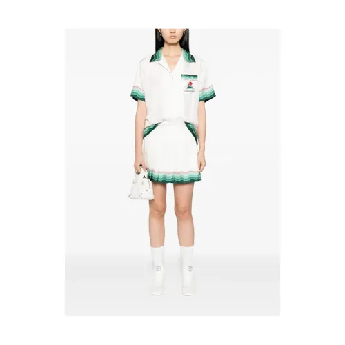 White Logo Print Button Shirt - Casablanca - Modalova