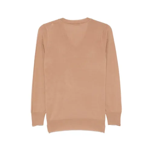 Brown Wool V-Neck Sweater - Le Tricot Perugia - Modalova