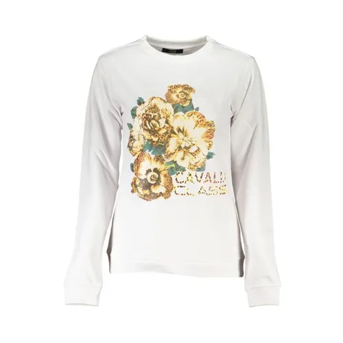 White Floral Print Sweatshirt - Cavalli Class - Modalova