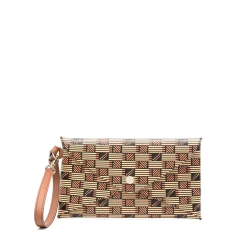 Camel Brown Canvas Foldover Bag - Moreau Paris - Modalova