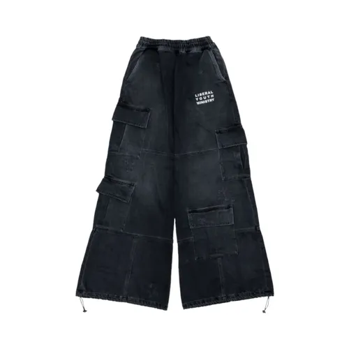 Black Denim Cargo Pants - Liberal Youth Ministry - Modalova