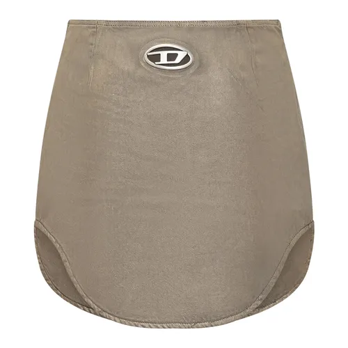 Logo Plaque Satin Mini Skirt - Diesel - Modalova