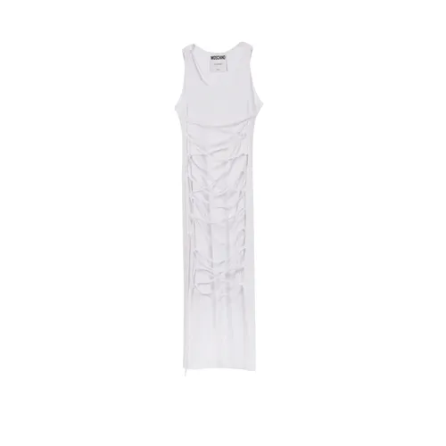 White Lace Dress with Front Lacing - Moschino - Modalova
