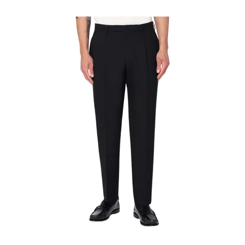 Black Wool Trousers 100% Lana - Santaniello - Modalova