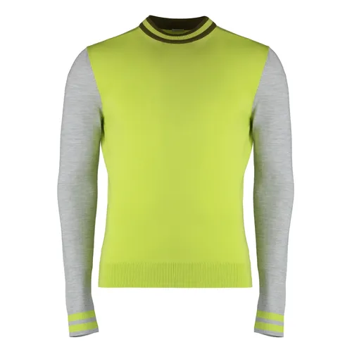 Ribbed knit crew-neck wool pullover - Malo - Modalova