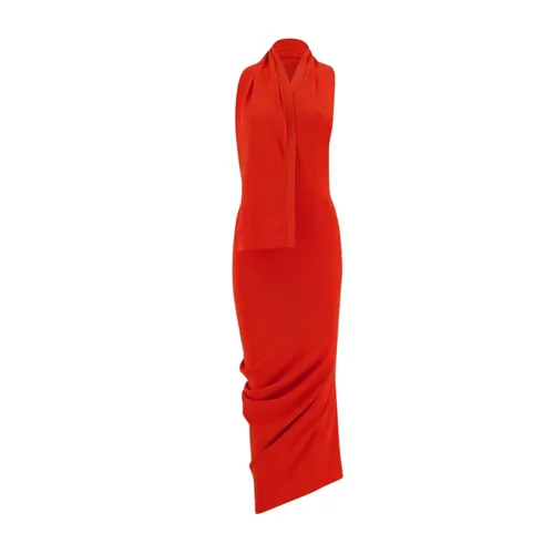 Orange Halter Dress with Asymmetrical Draping - Fendi - Modalova
