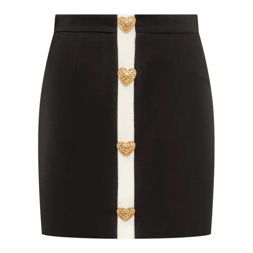 Minifalda Elástica con Botones de Corazón - Moschino - Modalova
