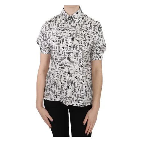 Trumpet Print Silk Top - Dolce & Gabbana - Modalova