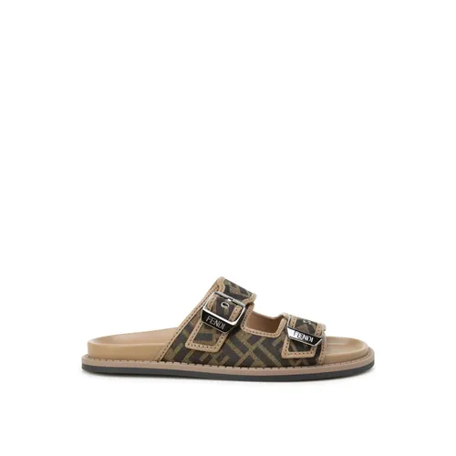 Flat Sandals with FF Jacquard Pattern - Fendi - Modalova