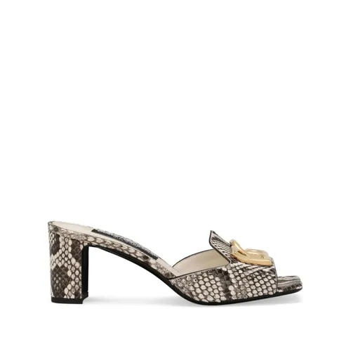 Python Mule Sandals with Metal Logo - Dolce & Gabbana - Modalova
