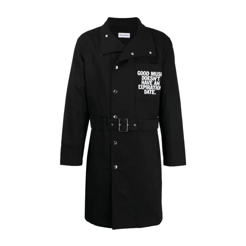 Black Slogan Print Cotton Coat - Honey Fucking Dijon - Modalova