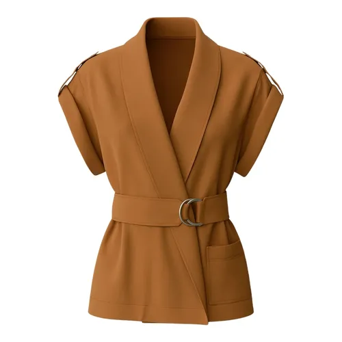 Belted Sleeveless Jacket - Clips - Modalova