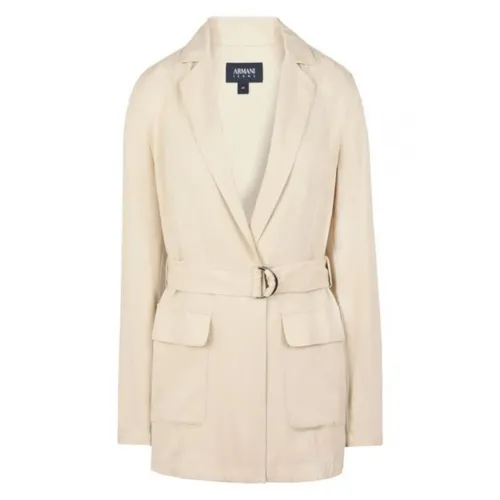 Belted Lyocell Jacket - Emporio Armani - Modalova