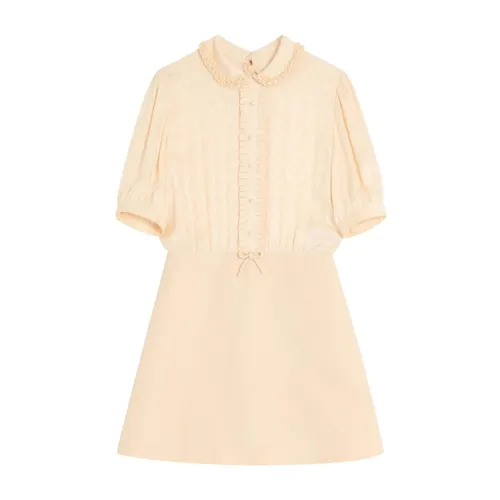 Beige Wool Silk Blend Short Dress - Valentino - Modalova