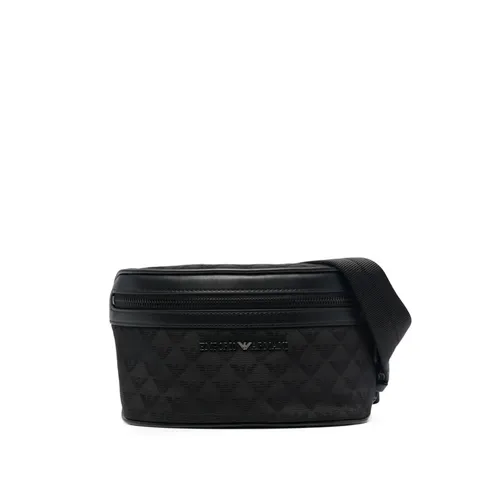 Nylon Belt Bag with All-over Jacquard Eagle - Emporio Armani - Modalova