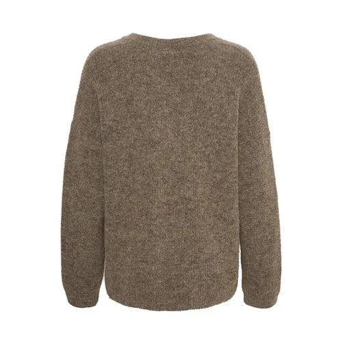 Soft V-Neck Pullover Dark Sand Melange - Gestuz - Modalova