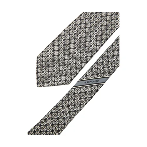 Gancini Print Silk Tie - Ferragamo - Modalova