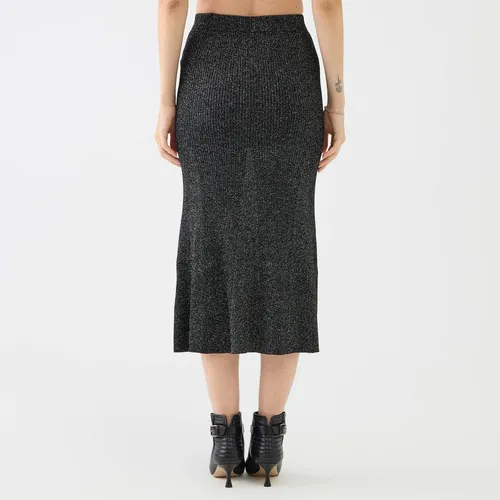 Lurex Midi Skirt Black Flare Style - Versace Jeans Couture - Modalova