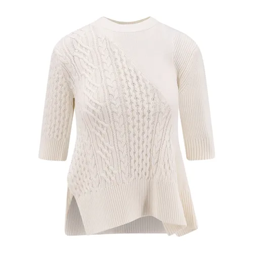 Beige Cable Knit Sweater - Sacai - Modalova