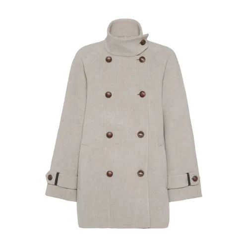 Double-Breasted Coat - Brunello Cucinelli - Modalova