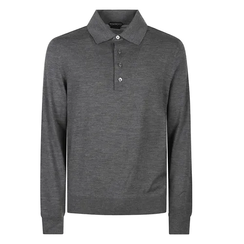 Polo Gris Manga Larga - Tom Ford - Modalova