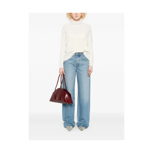 White Cable Knit Turtleneck Sweater - Kujten - Modalova