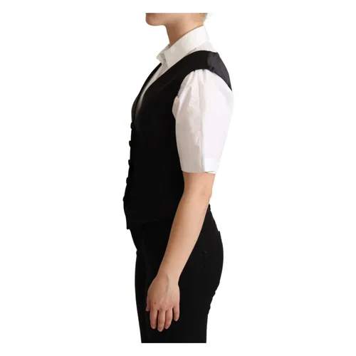 Elegant Silk Blend Black Waistcoat - Dolce & Gabbana - Modalova
