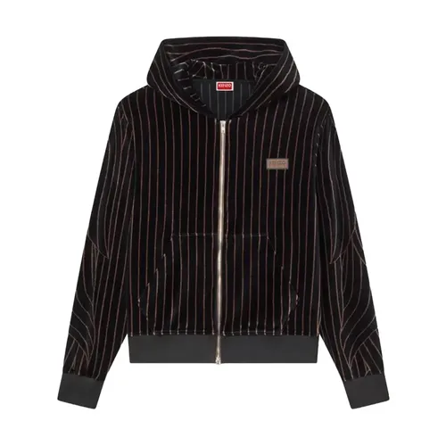 Leaf Stripe Velvet Full Zip Hoodie - Kenzo - Modalova
