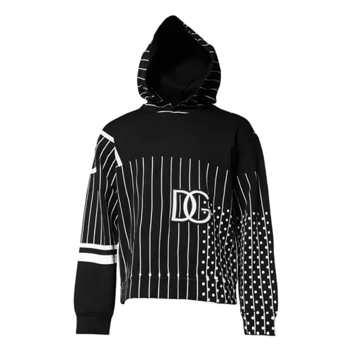 Black White Stripe Hooded Sweater - Dolce & Gabbana - Modalova